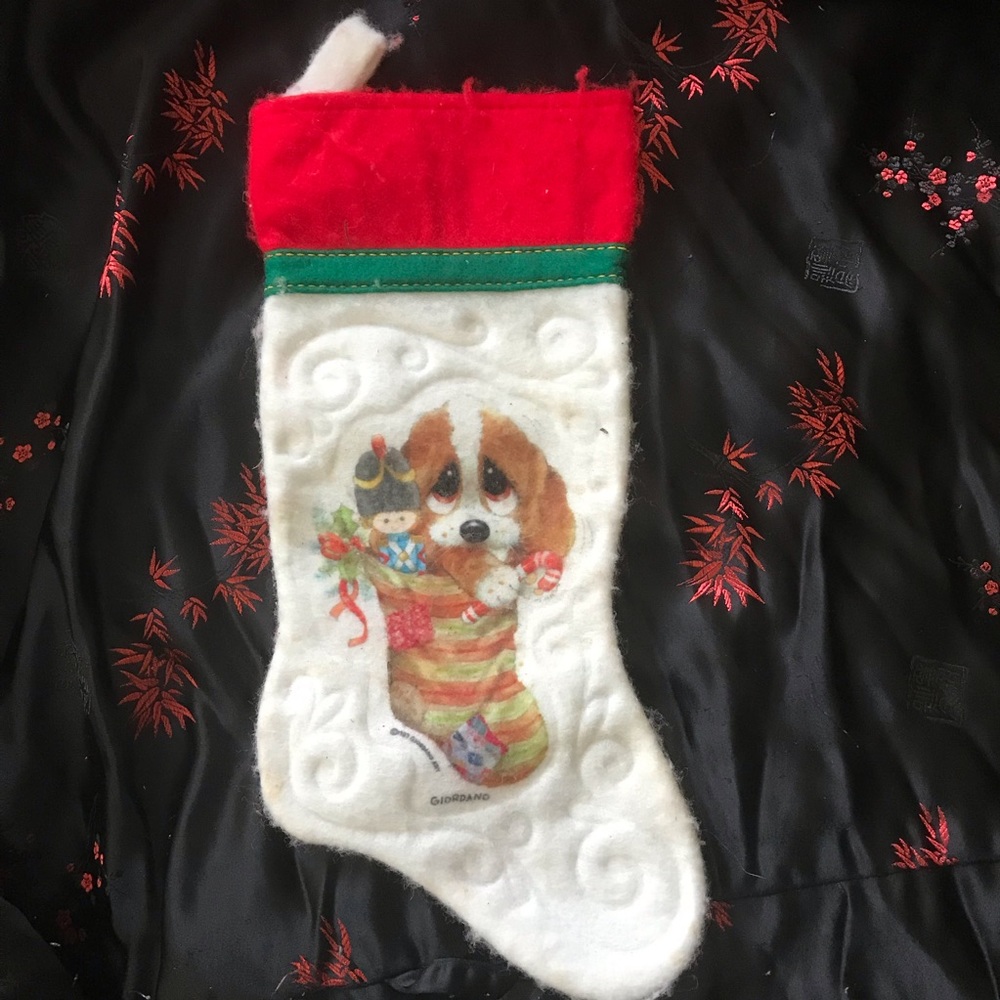 Vintage 1980s Puppy Christmas Stocking